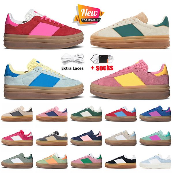 Top Fashion Platform Designer Bold Dress Shoes Women True Pink Green Almost Blue Yellow Black Gum White Leather Suede Upper Womens Girls Sne