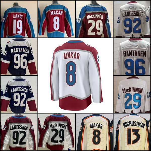 92 Gabriel Landeskog Blue Home Hockey Jerseys Nazem Kadri Nathan MacKinnon Joe Sakic 8 Cale Makar Mens Hockey Jerseys All Stitched