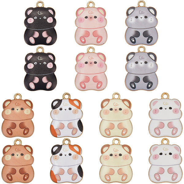 28 pièces 7 couleurs pendentifs en émail d'alliage de placage de rack