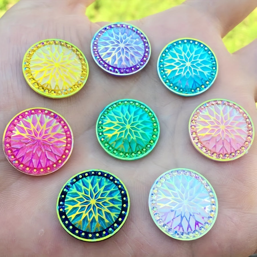 TEMU 20 Pcs Mixed Color Round Resin Rhinestones, Acrylic Flatback Embellishments For Scrapbooking Decoration