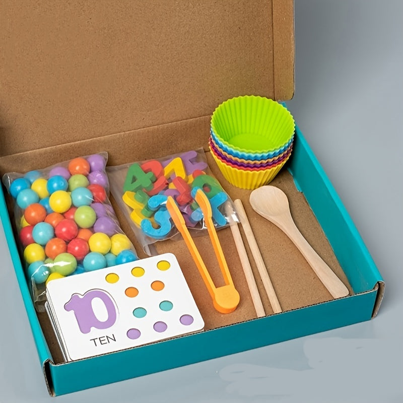 TEMU New Colorful Wooden Number Recognition Bead Puzzle, Colorful Wooden Number Recognition Bead Puzzle, Multicolor Tool For Early Math Skills,