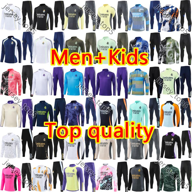 2025 26 Real chandal madrids Tracksuit soccer MBAPPE TRAINING 24 25 26 VINI JR BELLINGHAM men kid kits football Real madridtracksuits survetement Sp
