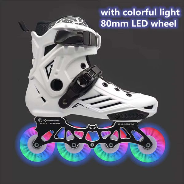 LED Mm Skates For Ine Roller FSK Slalom Skate Shoes White Red Blue Pink Colorful Flash Wheel Speed Shine