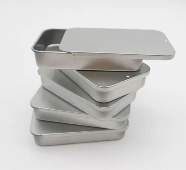 Plain Slide Top Rectangle Candy Tin Box Small Lip Box for Balm Cosmetic Packing Mini Sliding Metal Case Size 60x34x11mm SN907