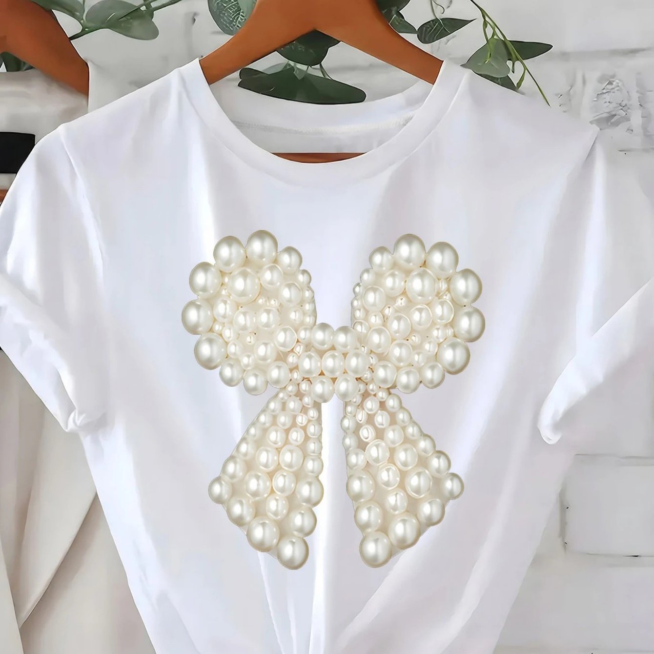 TEMU Fashionable Letter Cartoon Print Women's Round Neck T-shirt, , Comfortable And Breathable, Suitable For Daily Leisure And Versatile, And Elegant