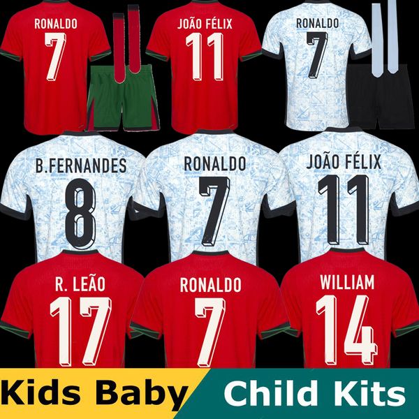 Baby 24-25 Portugal Jerseys Ronaldo 2024 2025 Home Away 3RD Pre MATCH CR7 DANILO Kids Football Shirts Shorts Kits BRUNO FERNANDES JOAO FELIX