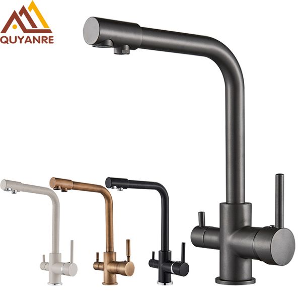 Kitchen Faucets Black Grey Waterfilter Tap Mixer Drinking Filter Faucet Sink Cold For 221109
