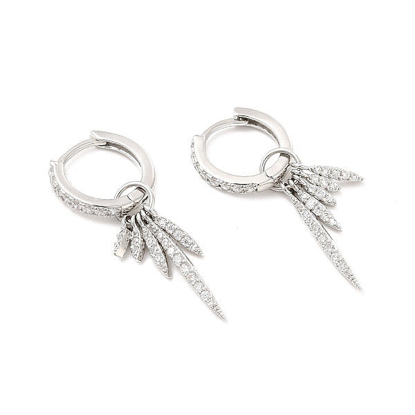 Boucles d'oreilles créoles pendantes feuille de zircone cubique transparente