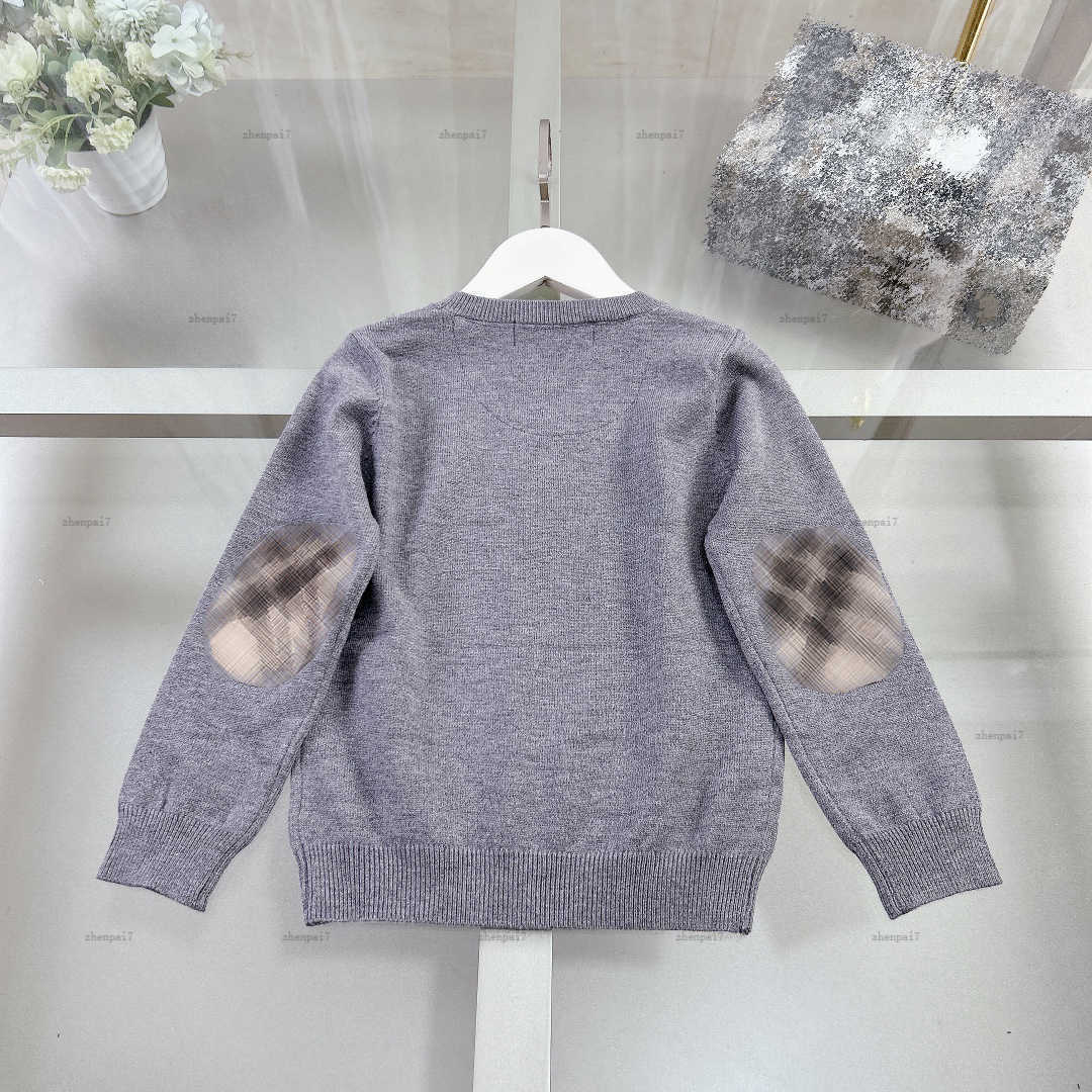 Top one baby Knitted sweater autumn Multicolor kids Pullover shirt Grid stitching at the elbow boys girls Jacket hoodie A821X23N221-a