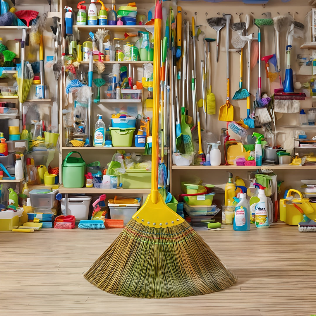 TEMU 1pc Large Chinese Natural Cogon Grass Broom - Handmade Soft Bristles, Floor-friendly & Hair-resistant Static-free Broom For Hardwood Floors,