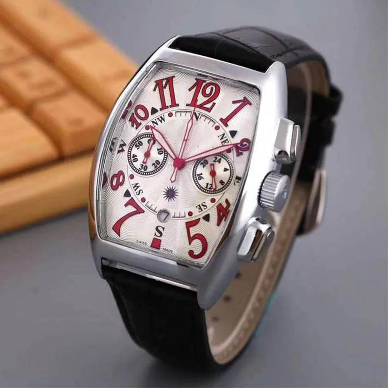 198 Men&#039;s Luxury Quartz Watch Bucket Type Business Leisure Multifunctional Timekeeping Waterproof Belt Watches