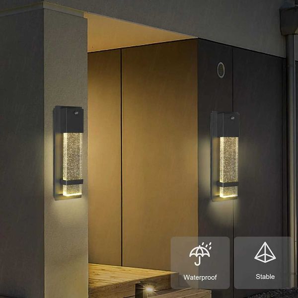 Dusk to dawn wall lamp black aluminum rust proof outdoor lamp bubble glass outdoor waterproof porch lamp X241025