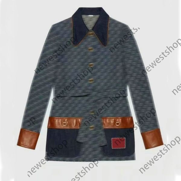 Spring womens denim Jackets designers coat paris Double letter print coat women montage long sleeved jacket lady blue Outerwear Clothing XXL