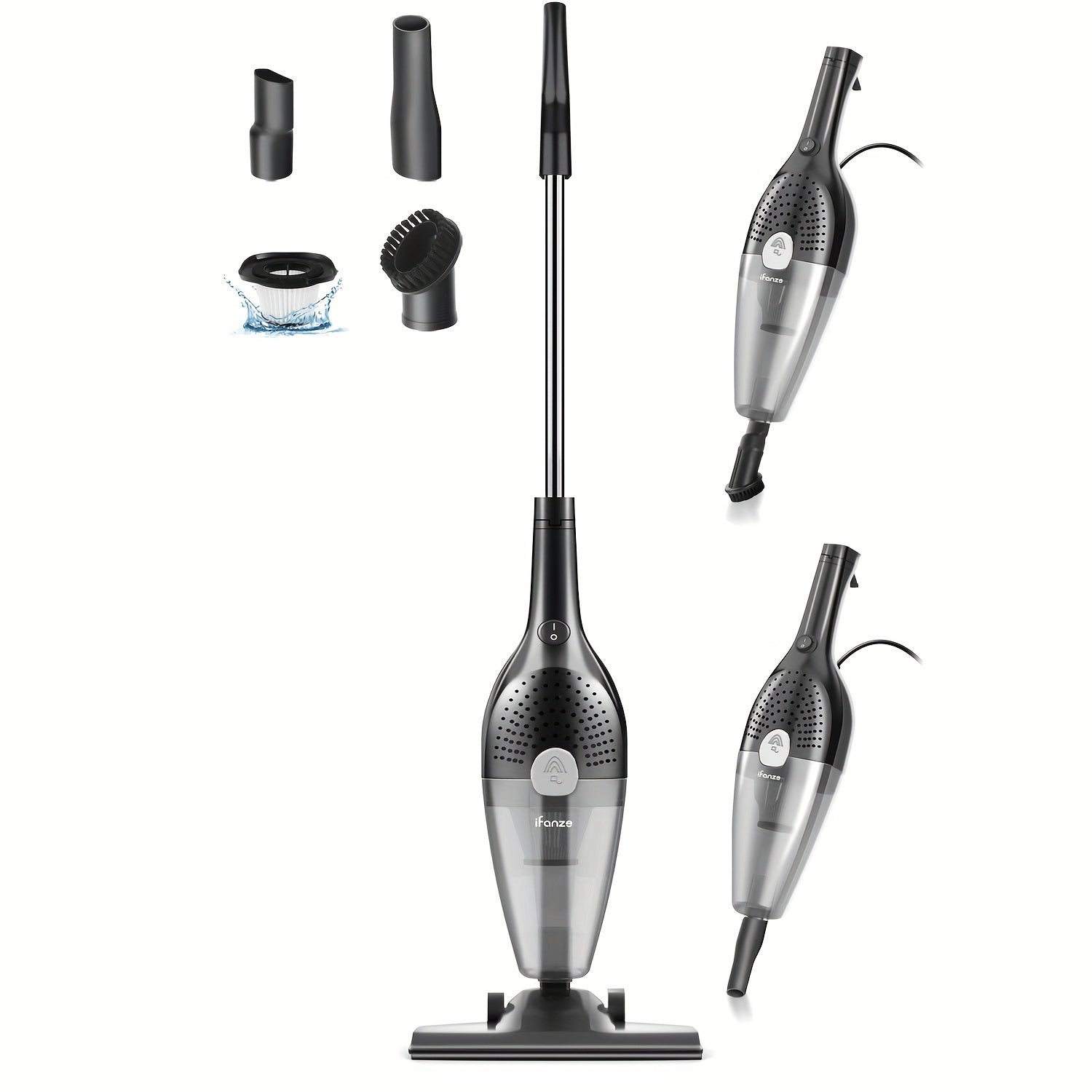 TEMU 25kpa Corded Stick Vacuum Cleaner With Powerful Suction, 3-in-1 Lightweight Handheld Vacuum Cleaner For Home Carpet Car Pet Hair, Black Grey,