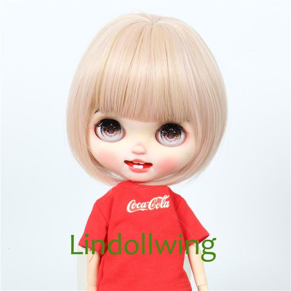 Dolls 910 inch Blyth Wig Short Straight Flesh Pink Hair 230803