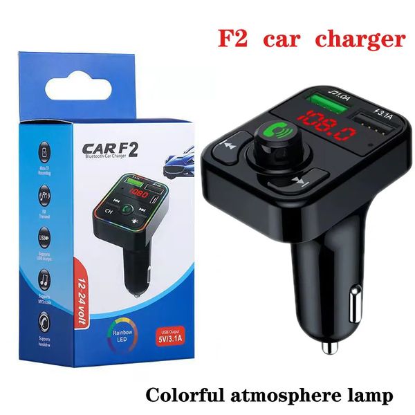 F2 FM Car Chargers BT5.0 Transmitter Dual USB Fast Charging PD Type C Ports Handsfree Audio Receiver Auto MP3 Player for iPhone Charger 15 1
