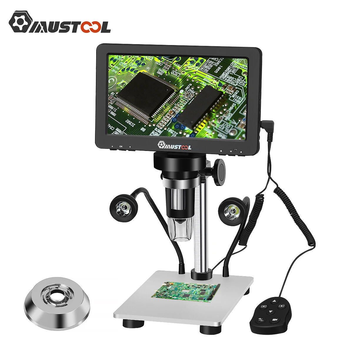 Mustool DM9 Digital Microscope 7-inch 1200X Magnifying w-Reflect cover High Resolution 1080FHD Video Adjustable LED Ligh