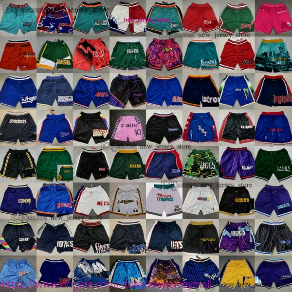 Just Don 2024 City Basketball Pocket Shorts Stitched Baseball Shorts in Blue White Black Red Purple