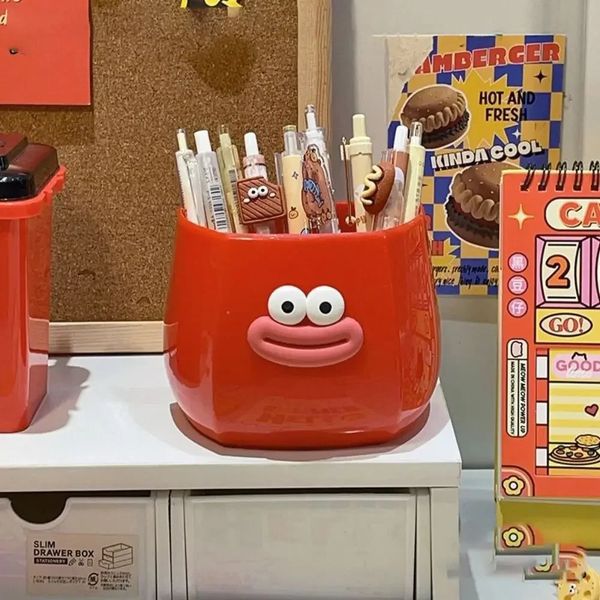 Plastic Pencil Container Cute Durable Large Capacity Storage Box Cosmetics Storage Box Tabletop Ornament 250103