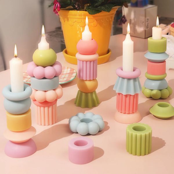 Stackable silicone candle mold DIY fragrance candle making mold used for handmade Christmas decoration tools for 2.2cm conical candles 24082