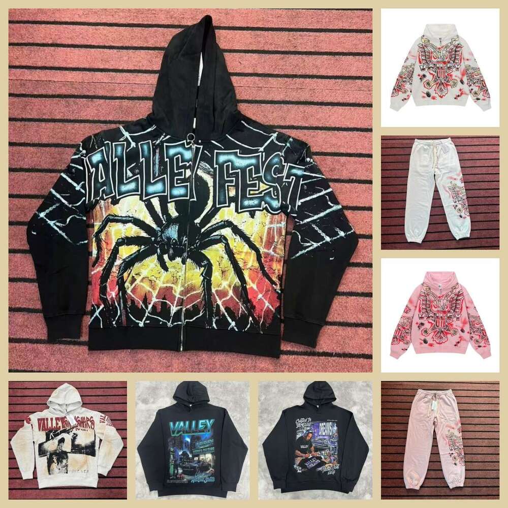 Mens Valley Hoodies Harajuku Washing Trend Sweatshirts Casual Valley Streetwear Heavy Water Oversized Hoodie Tracksuit High Quality Fashion Clothing