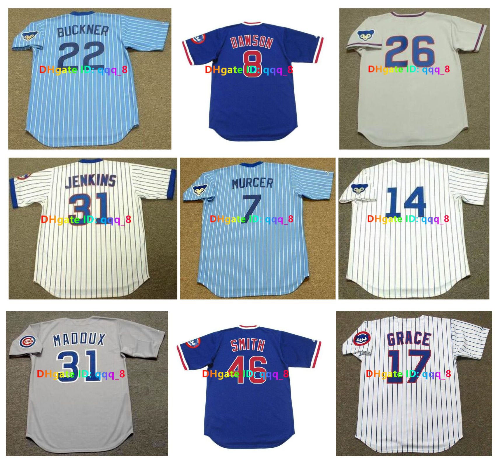 Sammy Sosa MARK GRACE Cubs Throwback Baseball Jersey BILLY WILLIAMS MADDUX BUCKNER RYNE SANDBERG BOBBY MURCER ERNIE BANKS RICK SUTCLIFFE JENKINS Siz