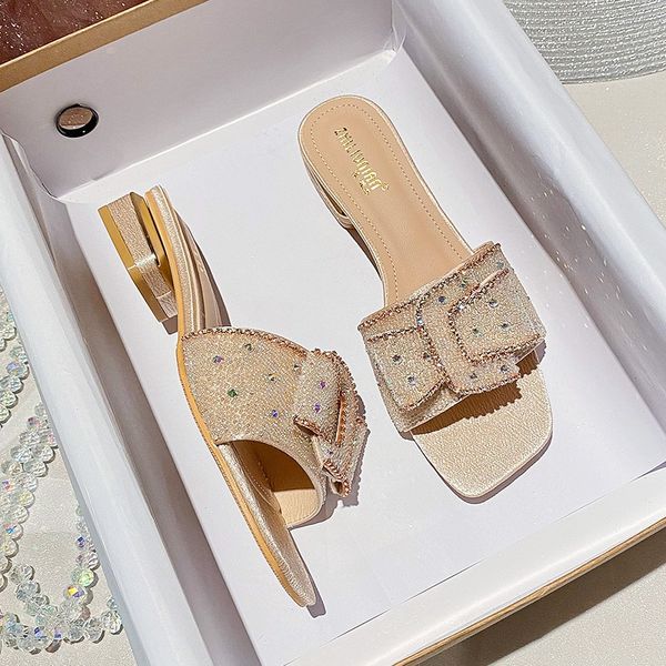 Women Slipper Sandals Chunky Heel Fashion Flip Flop