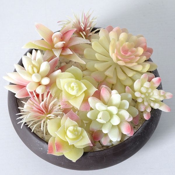 White cking simulation succulent green plant home decoration mini ornament combination artificial potted bonsai