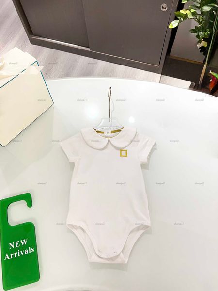 Top newborn jumpsuits designer toddler clothes Short sleeve lapel design baby Crawling suit Embroidered letter logo infant bodysuit