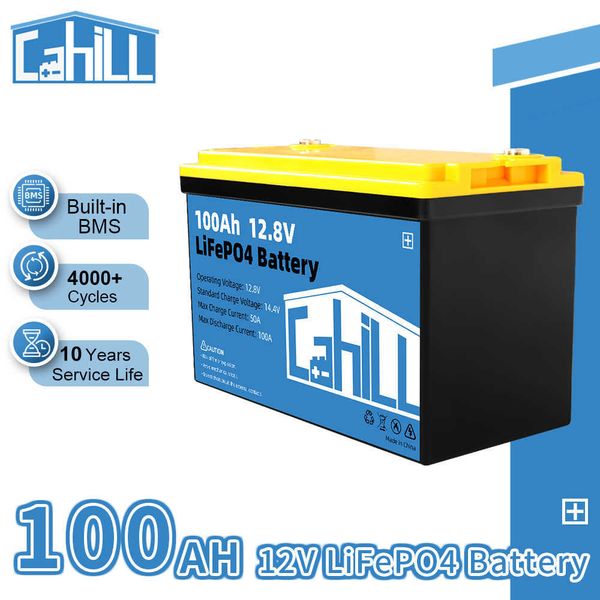 12V 100AH Lifepo4 Battery Pack 4000 Cycles Rechargeable Electric Scooter Battery Lithium Built-in BMS for Solar Boat RV EV