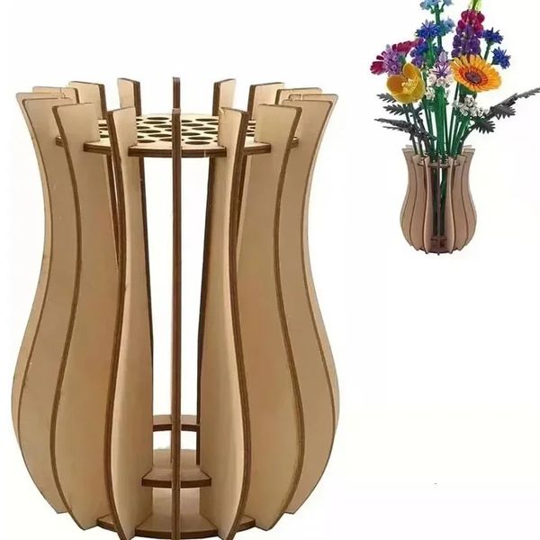Flower Vase Architecture Set Seamless Fit DIY Wooden Craftsmanship Hobby Set Wooden Puzzle Vase Layout 3D Wooden Puzzle Vase 250102