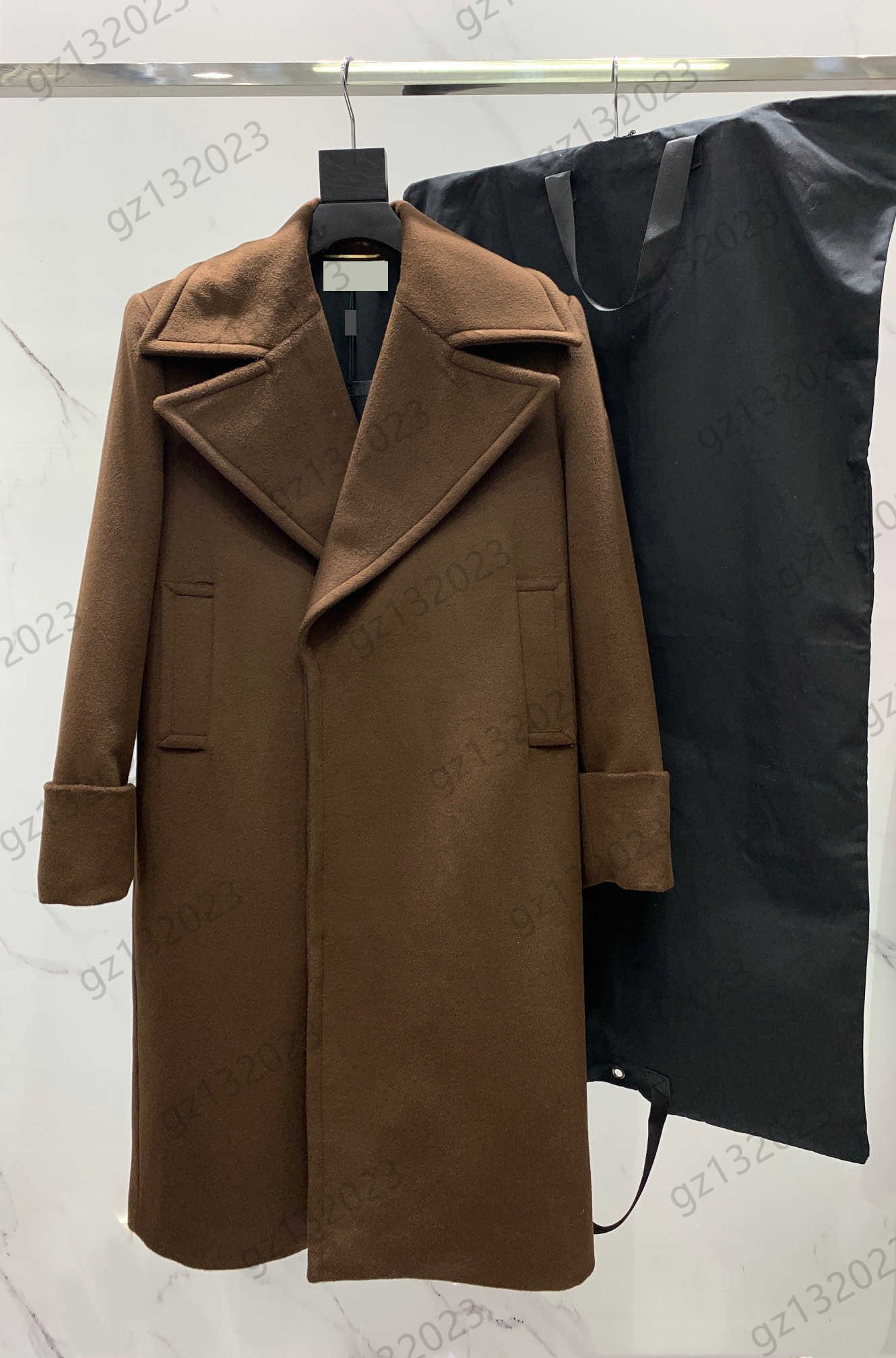 Womens Wool Blends Coat Invisible Button Lapels Solid Color Wool Coats Long Sleeve Out Pockets Loose Outerwear Designer Classic Style Women Apparel