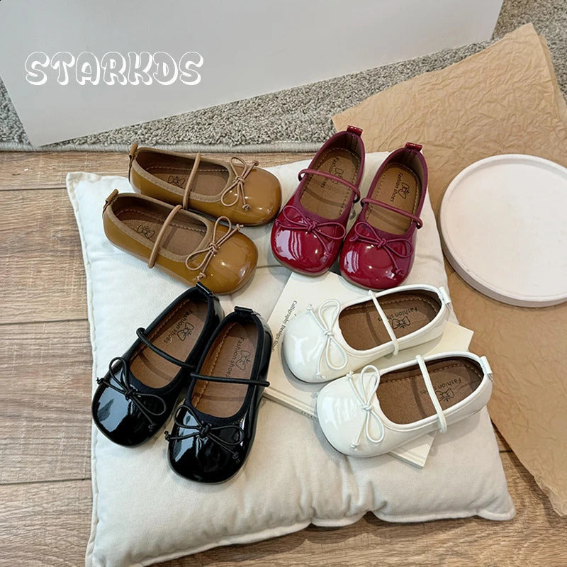 Round Toe Patent Leather Ballet Flats For Baby Girl Classic Bowknot Elastic Band Ballerina Shoes Toddler Kid Soft Dress Zapatos 250821