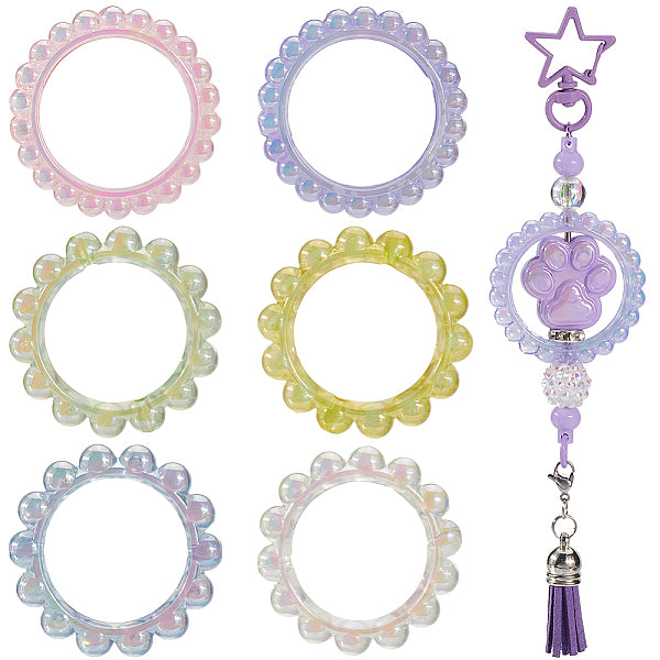 36 pièces 6 couleurs uv placage acrylique anneaux de liaison