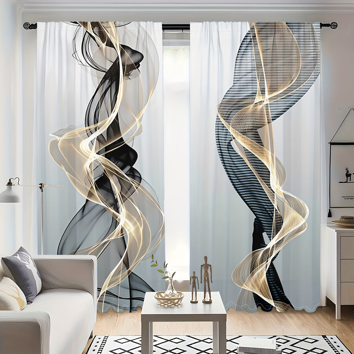 TEMU 2d Flat+not Curtains, Vibrant Abstract Printed Curtain, Bedroom, Office, Kitchen, Living Room, And Study - Decor And Room Decor Solution, Cheap,