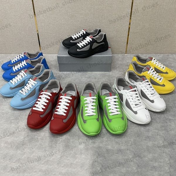 2023 Americas Cup Candy Soft Glue Casual Shoes Real Leather Flat Men Trainers Black White Red Mesh Breathable Sneakers Size 38-47