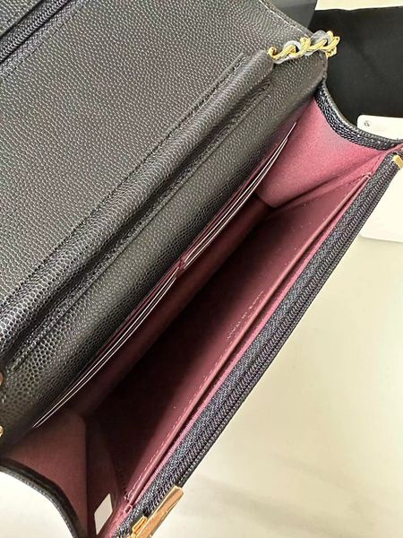 10A Designer Upgrades Magnetic Buckle Handle Chip Certification Mini Caviar Sheepskin Women&#039;s Chain Wallet with Box Wallet Shoulder Bag