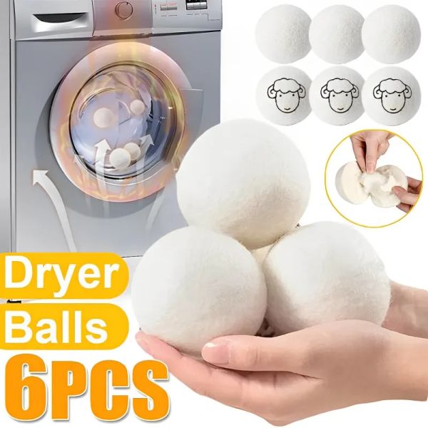 6-1pcs Reusable Wool Dryer Ball Home Washing Fleece Drying Laundry Ball Clothes Softener Washing Machine Accessories 3-4-5-6-7cm