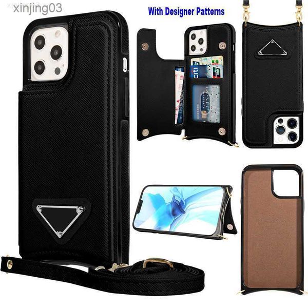 2024 P iPhone 14 Pro Max Leather Phone Case with Wristband Card Holder TPU Wallet Case Luxury Design Multi-functional Dirt-resistant