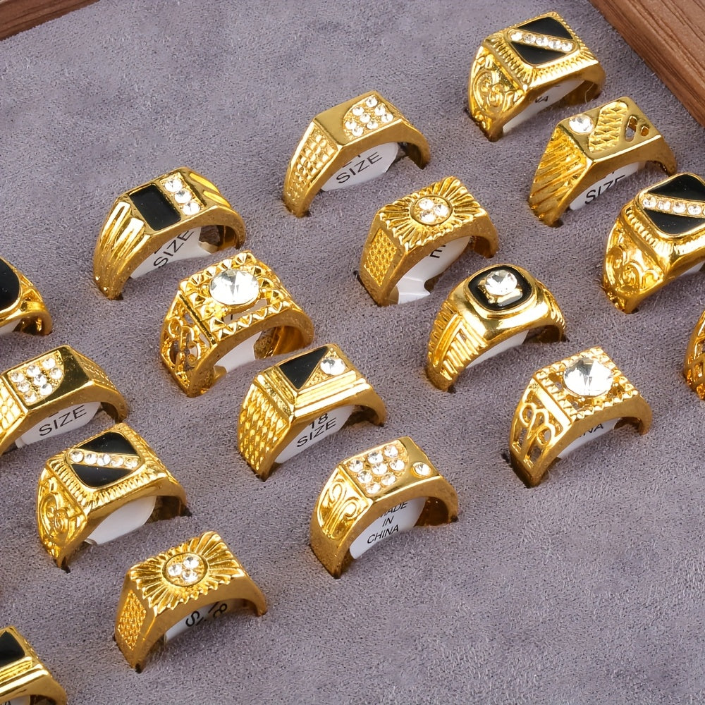 TEMU 20pcs Men Ring Set Durable High-end Men's Rings, Women's Rings Random Sizes And Styles For Casual Attire And Parties Wear, Gifts