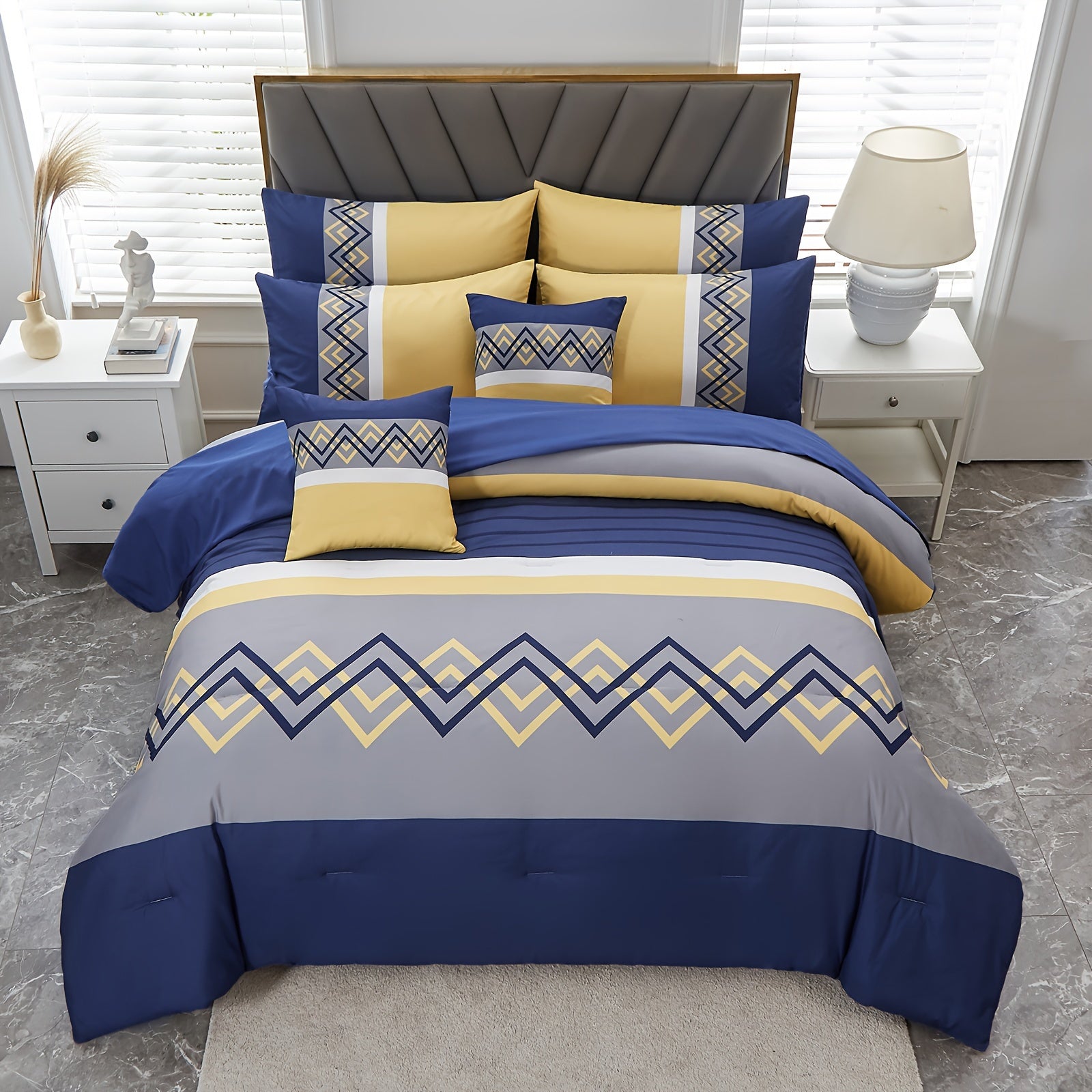 TEMU 6pcs Stripe Full Size Quilt Set, Multicolor Stripe Quilt And Sheet Set, Bedding Set (1*quilt + 1*flat Sheet + 1*fitted Sheet + 3*pillowcase