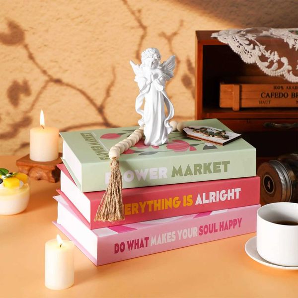 Room Decoration Simulation Fake Book Display Furniture Home Hotel Decoration Books White Indoor Props Bookshelf Display W240826