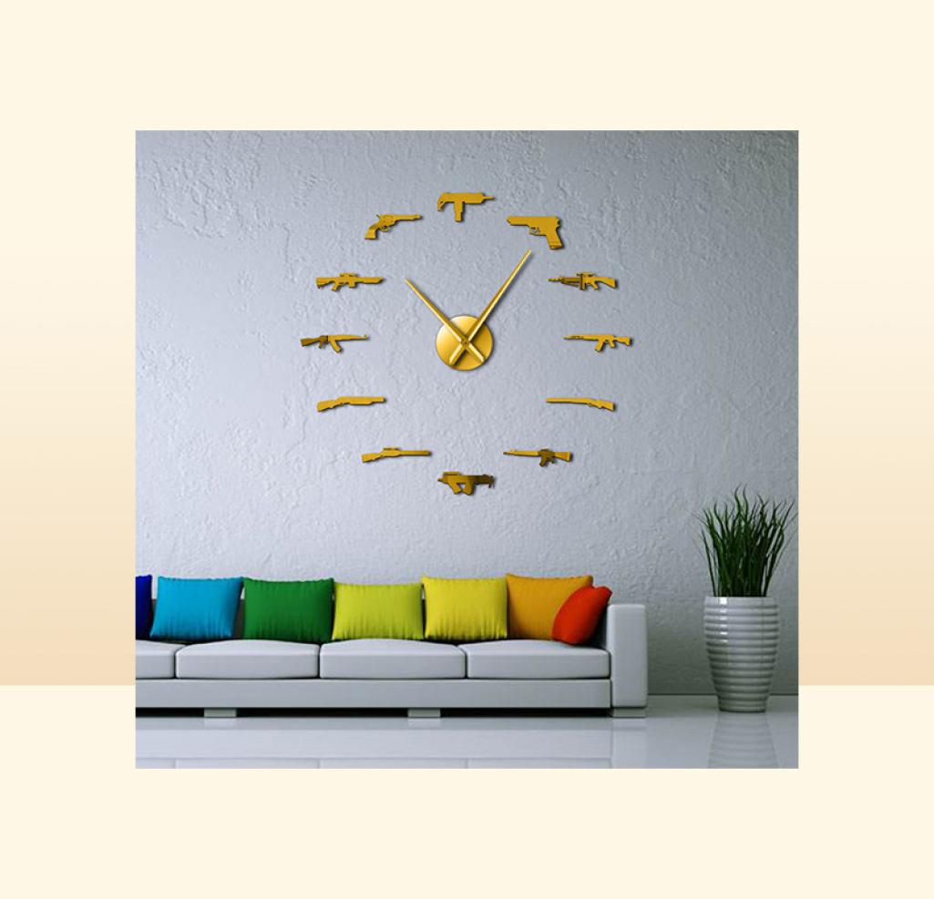 3D Pro Gun Wall Decor Tactical Army Rifle Ammo Variety Weapons DIY Wall Sticker Large Wall Clock Gun Lovers Room Decor 2019173446