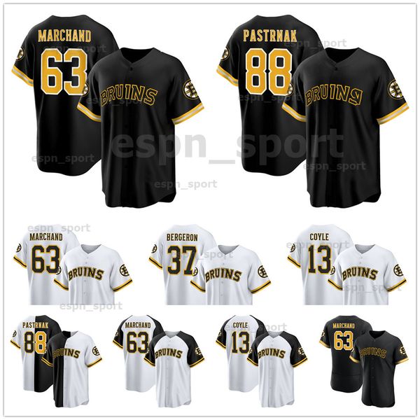 Brad Marchand Bruins Baseball Jersey Milan Lucic Linus Ullmark Patrice Bergeron Bobby Orr Jeremy Swayman David Pastrnak Jake DeBrusk Charlie
