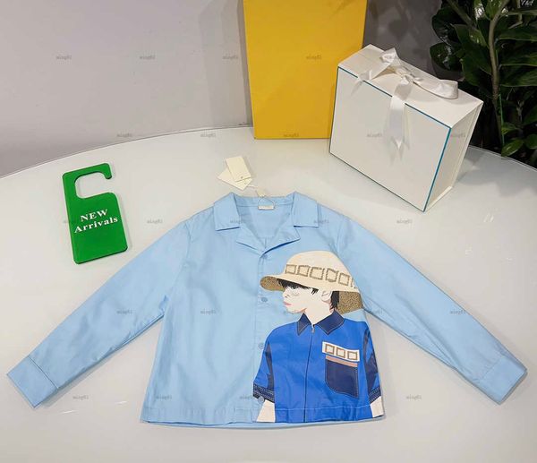 Brand baby shirt Figure printing lapel shirt kids designer clothes child cardigan High quality girls boys Blouses