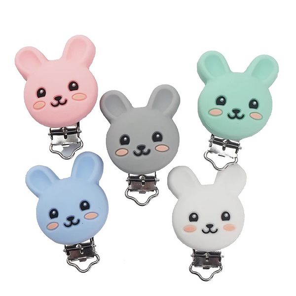 Chenkai 10PCS BPA Free DIY Silicone Rabbit Teether Baby Animal Pacifier Dummy Nursing Soother Sensory Toy Gift Accessories 250114
