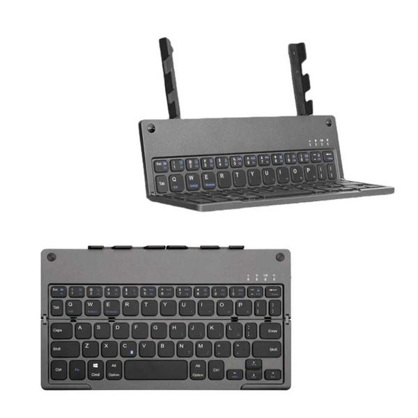 Keyboards Folding wirelesscompatible Keyboard With Bracket Mini Portable Controller Universal For Mobile Phone Tablet Notebook z241127
