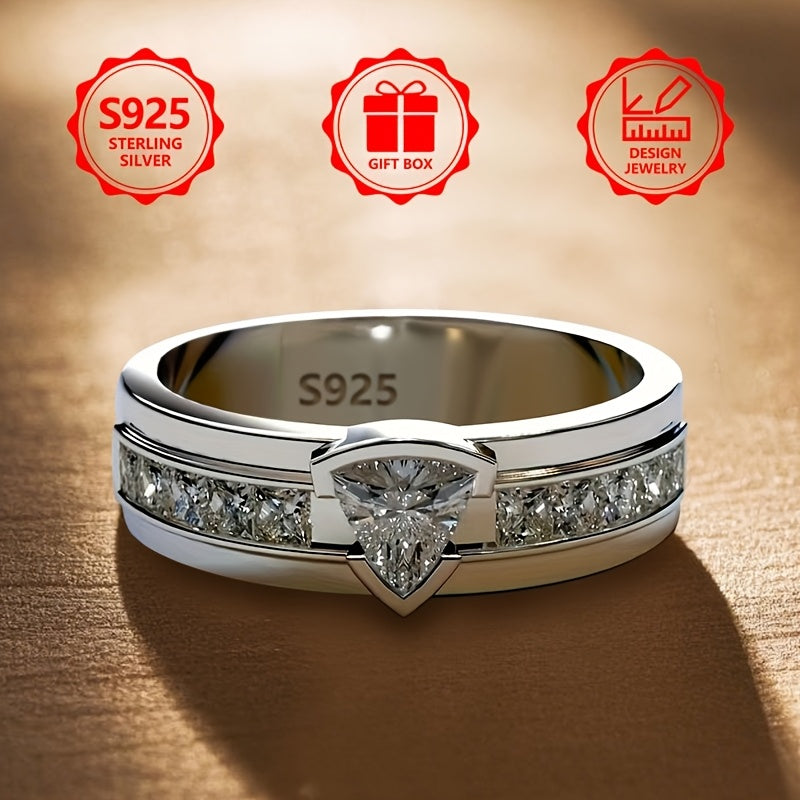 TEMU 925 Sterling Silver Women's Fashion Ring, Elegant And Minimalist Style, Perfect For Travel Casual Attire, Ideal Holiday Gift For , Comes With A