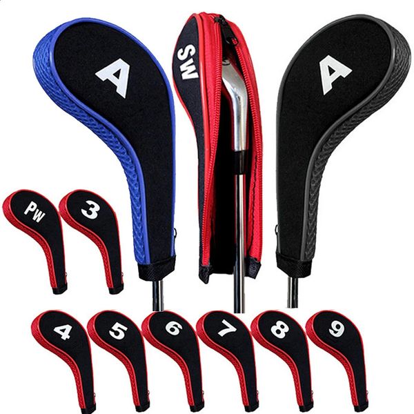 10pcs Golf Club Head Covers Set Zipper Headcovers For Golf Clubs Iron Covers With Interchangeable Number Tag Golf Accessories 250107