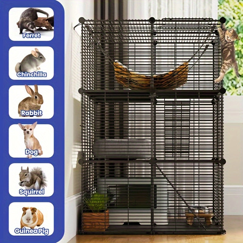 TEMU Outdorbliss 3-layer Cat Cage Indoor Cage House, Diy Metal Doghouse For Cats Playground, Suitable For 1-2 Cats, Hedgehogs Rabbits And Other Small